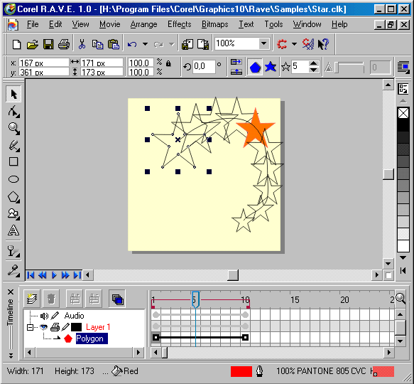 Рис. 3. Анимация по методу tweened animation
