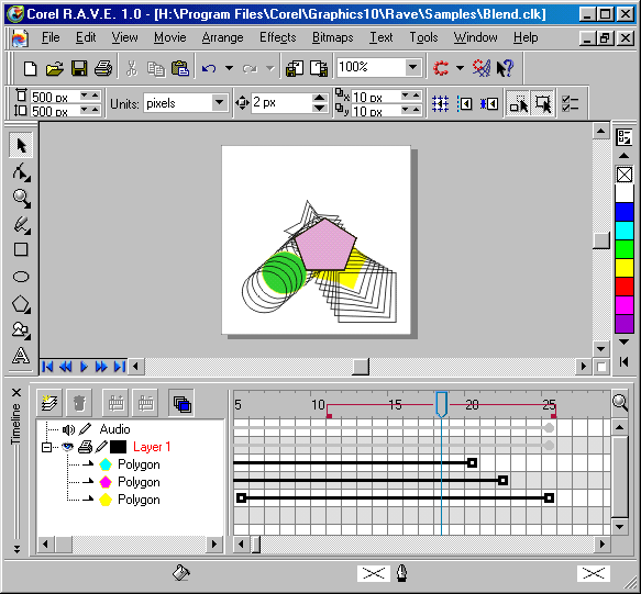 Рис. 6. Отображение промежуточных состояний объектов в режиме кальки